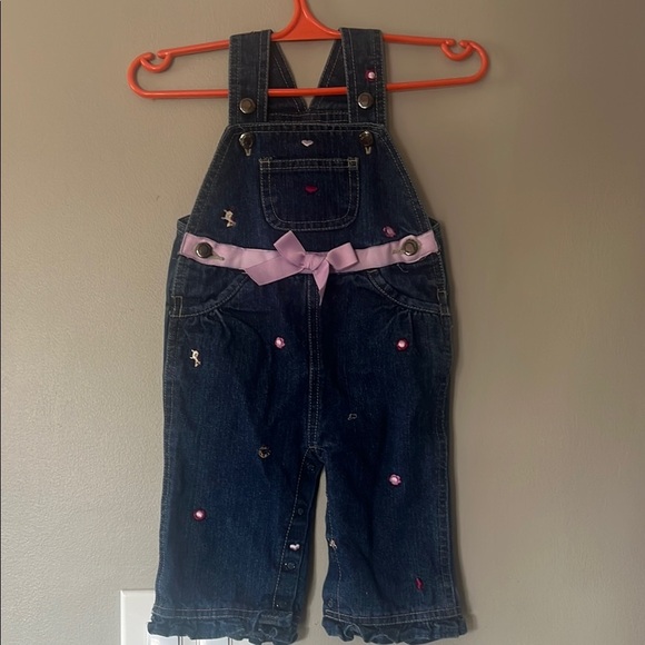 Blue and Pink Casual Overalls with Playful Design - Picture 1 of 8